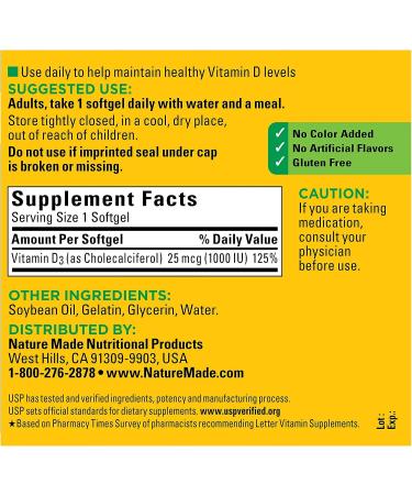 Vitamin D3 1000 IU (25mcg) 300 Softgels - Immune Health, Strong Bones & Teeth, Muscle Function - Daily Value in One Softgel - Buy Online on GoSupps.com