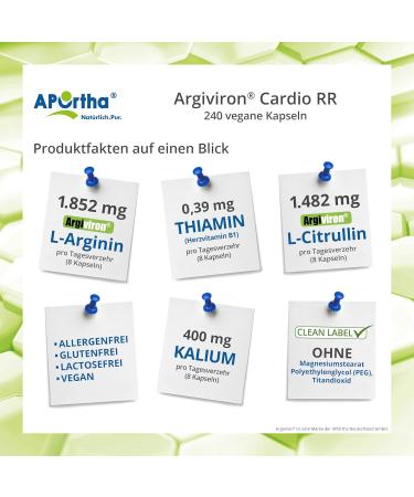 Buy Aportha Cardio RR - 240 Vegan Capsules | L-Arginine L-Citrulline Heart Vitamins | Gluten-Free Allergen-Free Sugar-Free 1 Month Supply - Buy Online on GoSupps.com