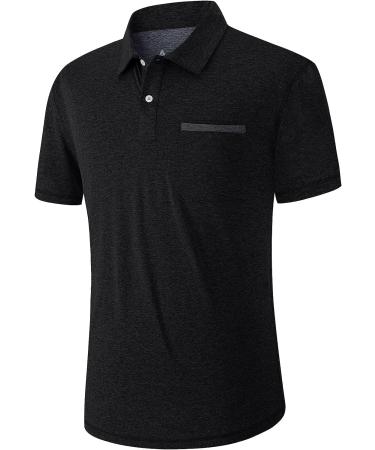 ZITY Men's Golf Polo Shirt - Short Sleeve Sports Tennis T-Shirt | 3-Pocket Black XX-Large - Buy Online on GoSupps.com