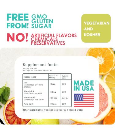 Liquid Iron Supplement for Infants Babies and Toddlers Sugar Free Iron Drops with Folic Acid Vitamin B6 and B12 | Certified Vegetarian | Non-GMO | Gluten Free & Tummy Gentle | Ages 4 & Under - Buy Online on GoSupps.com