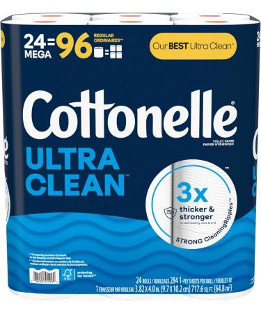 Cottonelle Ultra Clean Toilet Paper Strong Toilet Tissue 24 Mega Rolls (24 Mega Rolls 96 Regular Rolls) 284 Sheets per Roll Packaging May Vary 24 Mega NEW - Buy Online on GoSupps.com