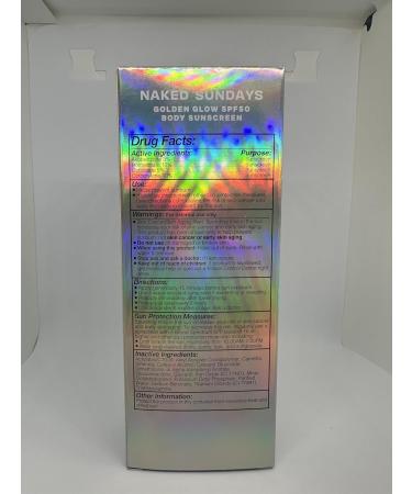 Naked Sundays SPF 50 Golden Glow Body Sunscreen - Broad Spectrum UVA/UVB Protection Shimmering & Firming Non-Transfer Formula for All Skin Types - Buy Online on GoSupps.com