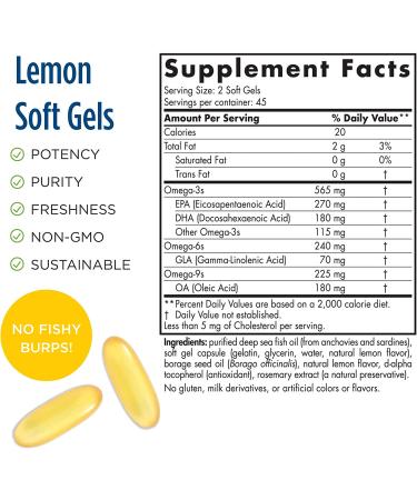 Nordic Naturals ProEFA 3-6-9 Lemon 500 mg - 90 Soft Gels for Omega 3 Fatty Acids - Buy Online on GoSupps.com