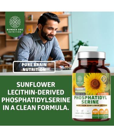 Number One Nutrition Premium Phosphatidylserine 400mg, Derived from Sunflower Lecithin to Help Support Memory, Focus & Cognition Naturally, Soy Free, 120 Veg Caps - Buy Online on GoSupps.com