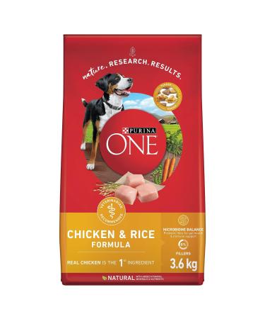 Purina ONE Dry Dog Food Chicken & Rice - 3.6 kg Bag 3.63 kg (Pack of 1) Dry
