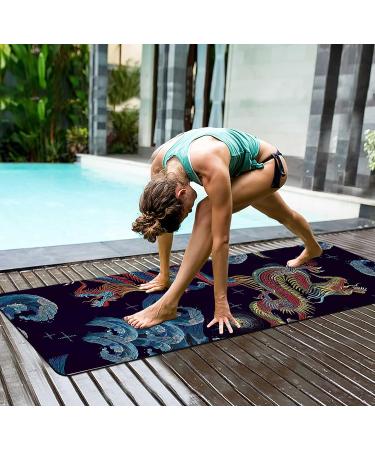 Nuventi Eco-Friendly TPE Yoga Mat 72x24 - Non Slip, Extra Thick 6MM Exercise Mat for Yoga, Pilates & Fitness - with Carrying Bag - Dragon Design - Buy Online on GoSupps.com