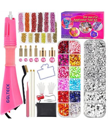 GGLTECK Hotfix Applicator Rhinestones, Hot Fixed Bedazzler Kit, DIY Hot Fix Rhinestone Applicator Wand Setter Tool Kit with 7 Different Sizes Tips, 5304 PCS Rhinestones, Tweezers Brush Cleaning Kit Pink - Buy Online on GoSupps.com