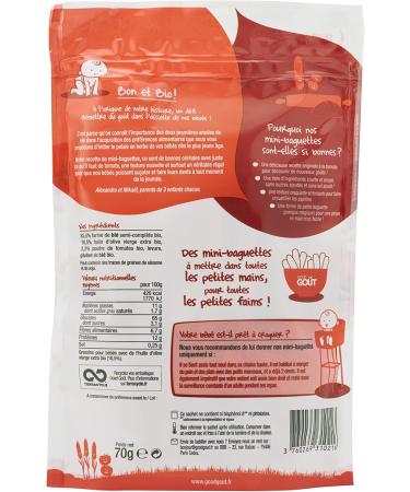 GOOD GO T - Mini-Baguettes Tomate Et Basilic - Biscuits Type Gressins Pour B b - D s 12 Mois - Sachet Refermable - 70g (Lot de 2) - Buy Online on GoSupps.com