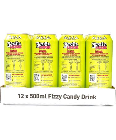 Mega Brain Licker Sour Strawberry Candy Drink American Style Soda 500ml x 12 - Buy Online on GoSupps.com