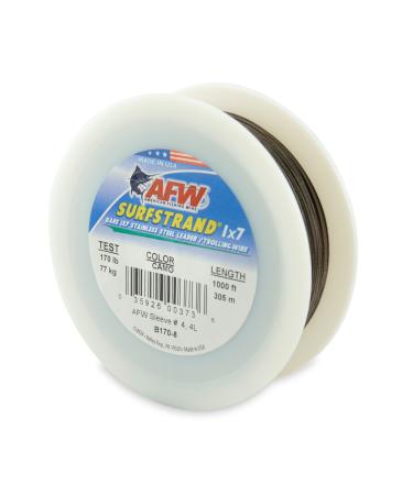 American Fishing Wire Surfstrand Bare 1x7 Stainless Steel Leader Wire Camo Brown 30 Feet, 60 Pound Test