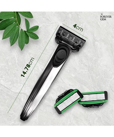 Ultimate Comfort Shaving Set for Men - 7 Blades Lubricating Strip Non-Slip Handle 12 Refills Ergonomic Design Vitamin E & Aloe Vera Infused - Buy Online on GoSupps.com