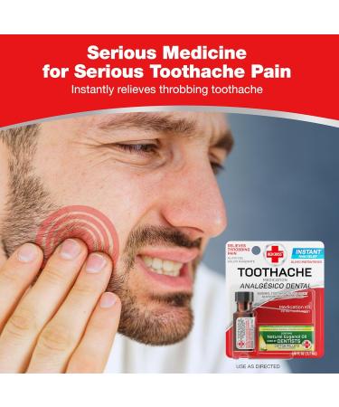 Red Cross Toothache Medicine Kit - Instant Relief for Throbbing Toothache with Natural Eugenol Oil Pain Relief Liquid Cotton Pellets & Tweezer | 1/8 Fl Oz - Buy Online on GoSupps.com