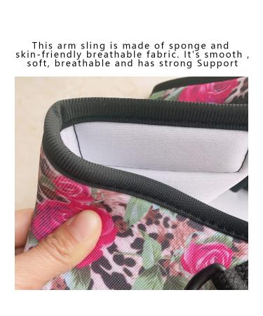 FOGOK Foam Arm Sling Shoulder Immobilizer - Rotator Cuff Support Brace with Waist Strap for Women - Ideal for Shoulder Injury, Dislocation, Fracture - Rose Leopard - Buy Online on GoSupps.com