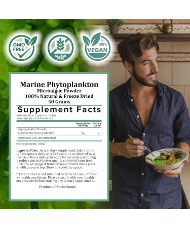 Holistic Bin Marine Phytoplankton Powder Sustainably Cultivated in Nordic Green Water Farm Nutrient-Dense Omega-3 Superfood Rich in Amino Acids Chlorophyll Vitamins & Trace Minerals 50 Grams - Buy Online on GoSupps.com