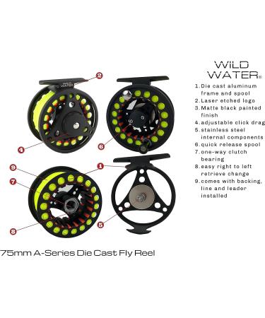 Wild Water Standard Fly Fishing Combo Starter Kit - 3 or 4 Weight, 7 Ft Graphite Rod with Accessories, Aluminum Reel, Fly Box, and Flies - Buy Online on GoSupps.com