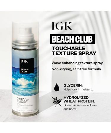 IGK BEACH CLUB Touchable Texture Spray | Hold + Volume + Lightweight | Vegan + Cruelty Free | 1.7 Fl Oz (Pack of 1) - Buy Online on GoSupps.com