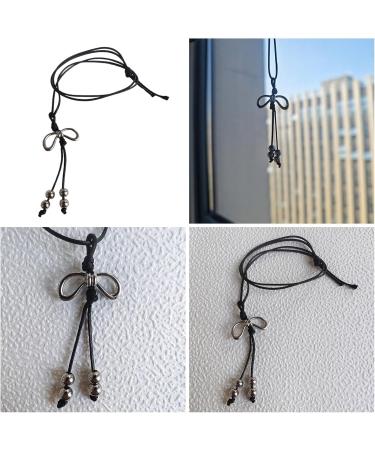 Oralgos Hohle Sieben Bowknot Pendant Necklace - Handmade Adjustable Choker for Women & Girls | Elegant Collarbone Chain - Buy Online on GoSupps.com