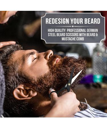 WAJEES Beard Scissors Set for Men - Mustache Scissors with Comb in Carry Pouch | Men's Facial Hair Grooming Kit - Buy Online on GoSupps.com