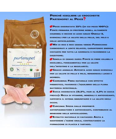 Partenopet Adult Mini Monoprotein Fish Croquettes 100% Natural Dog Food 2 kg - Buy Online on GoSupps.com