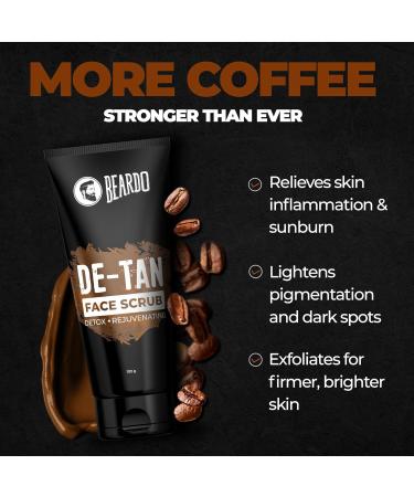 Beardo DeTan Face Scrub for Men 100 gm | Coffee Scrub for Blackhead & Tan Removal | Natural Glow | Rejuvenates Skin New 100 g (Pack of 1) - Buy Online on GoSupps.com