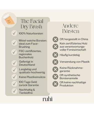 Ruhi Facial Brush for Dry Brush Massage | Made in Germany | 100% Natural Bristles | FSC-Certified Beech Wood - Buy Online on GoSupps.com