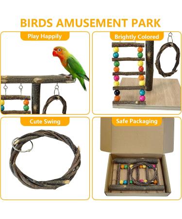 Vogel Papagies Wooden Bird Playground for Parrots & Budgerigars - Fun with Ladders & Swings - Buy Online on GoSupps.com