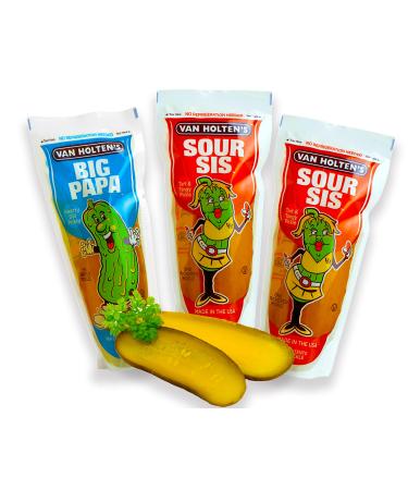 Van fetched pimple - acidic cucumber in Pouch set with 2x sour sis pimple and 1x big papa pickle (pack of 3) sour pimple mix 3x sis - dad