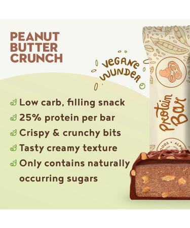 Alpha Foods Vegan Protein Bars 15 x 55g Peanut Butter Crunch - High Protein Plant Based Snacks (25%) - Lactose Free, Low Carb & Gluten Free - Buy Online on GoSupps.com