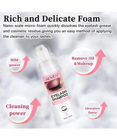 Eyelash Extension Shampoo 50ml + Rinse Bottle + Brushes + Hydrogel Eye Patch - Foaming Eyelid Cleanser Paraben & Sulfate Free - Buy Online on GoSupps.com