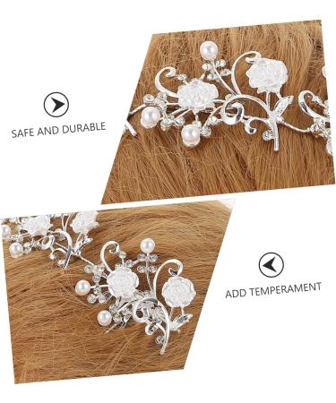 Ipetboom Pearl Decor 1 Pc Comb Flowers Alloy Bride Hair up Rhinestone Hair Comb - Buy Online on GoSupps.com