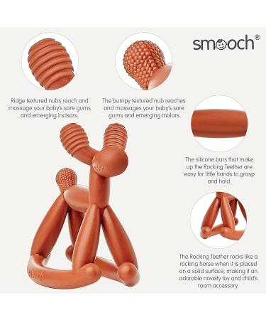 Smooch Rocking Teething Toys for Babies 0-6 Months | Silicone Baby Teether for Teething Relief | Coral+Amber - Buy Online on GoSupps.com