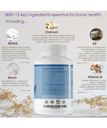 Complete Bone Health: Calcium Citrate & Hydroxyapatite 1000mg + Vitamin D3 K2 Magnesium Zinc | 180 Tablets - Buy Online on GoSupps.com