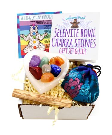 Heart Selenite Bowl Chakra Stone Set