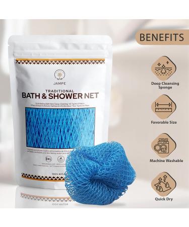 Premium Blue African Bath Sponge - Long Exfoliating Body Scrubber & Back Scrubber for Daily Use - Buy Online on GoSupps.com