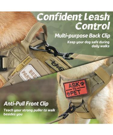 Rabbitgoo No Pull Dog Harness for Medium Dogs | Tactical Adjustable Padded Vest with Handle & Metal Buckle | Breathable Military Safety Harness - Brown (1 Pack) - Buy Online on GoSupps.com
