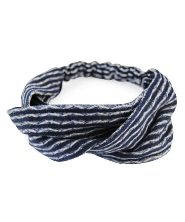 axy HB6 Hairband | Dark Blue & White Stripes Yoga Headband for Women | Comfortable & Stylish Fitness Accessory - Buy Online on GoSupps.com