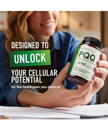 PQQ Supplement 40 MG | High Strength Pyrroloquinoline Quinone for Mitochondrial Biogenesis Cellular Energy & Brain Health Support | Mitochondria Supplement | Third-Party Tested Non-GMO | 60 Ct 40mg - Buy Online on GoSupps.com