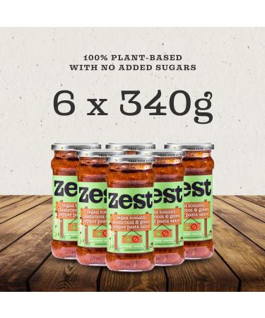 Zest Vegan Tomato Mushroom & Green Pepper Pasta Sauce Pack of 6 x 340g Vegan Gluten Free - Buy Online on GoSupps.com