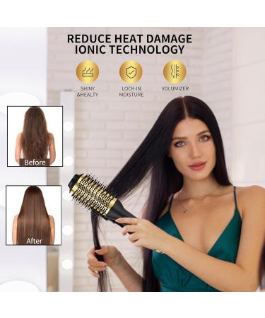 4-in-1 Hair Styler: Oval Brush Dryer & Volumizer for All Hair Types - Black Gold | International Shipping Available - Buy Online on GoSupps.com
