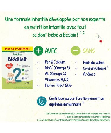 Bl dina Bl dilait 2 Lait en Poudre pour B b De 6 Mois 12 Mois 1 2kg (Bo tex3) 6 12 mois - Buy Online on GoSupps.com
