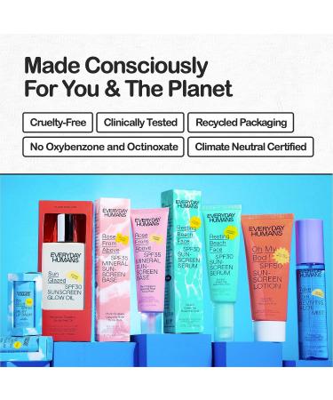 Everyday Humans Rose From Above SPF 35 Tinted Mineral Sunscreen Moisturizer (Medium) - Zinc-Based Primer for Sensitive, Acne-Prone Skin - Dermatologist Tested - Barrier Protection - Buy Online on GoSupps.com