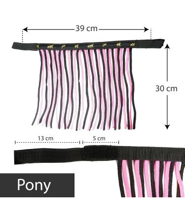 Fly Mask with Fringe & Velcro Fastener for Horses | Best Fly Hood for Shetty Pony COB & Warmblood in Black Pink - Buy Online on GoSupps.com