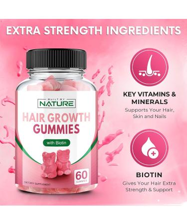 Ultra Strength Biotin 5000 mcg Gummies for Hair Growth & Health - Vegetarian Formula with Vitamins C E D & B12 - 60 Gummies - Buy Online on GoSupps.com