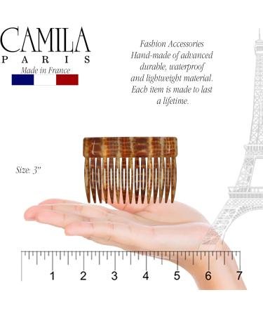 Camila Paris CP2943 French Hair Side Comb 3 inch Small Brown Flexible Durable Cellulose Hair Combs Strong Hold Hair Clips for Women No Slip Styling Girls Hair Accessories Made in France - Buy Online on GoSupps.com