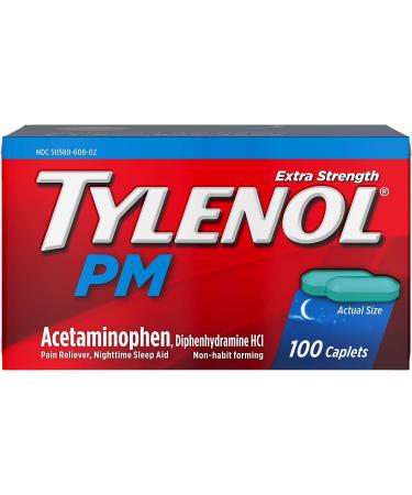 Tylenol PM Extra Strength 500 mg Pain Reliever & Sleep Aid Caplets - 100 ct - Buy Online on GoSupps.com