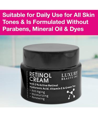 Inc Retinol Cream 3% - Anti-Aging Moisturizer with Hyaluronic Acid Vitamin E and Green Tea for Collagen Repair & Dark Spot Treatment - 50g - Buy Online on GoSupps.com