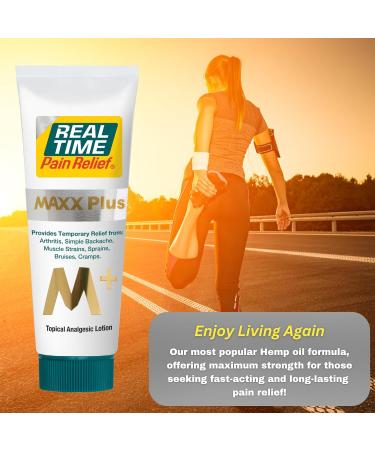 Real Time Pain Relief MAXX Plus - 4oz Tube | Intensive Formula with 19 Natural Ingredients Including Hemp Oil | Fast-Acting Relief for Muscle Pain Arthritis Backaches and More 4 Ounce Tube - Buy Online on GoSupps.com