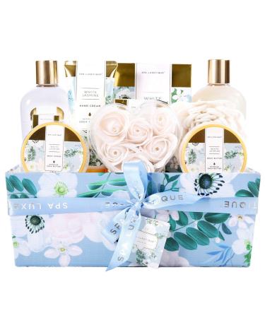 Spa Luxetique Beauty Set for Women - Bathroom Gift Set 12 -part birthday present Jasmine fragrance spa set wellness set for women bathroom gifts for birthdays and solid mother's day gift