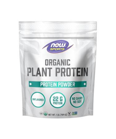 NOW Foods Sports Organic Plant Protein Unflavored Vegan Powder 1 lb.