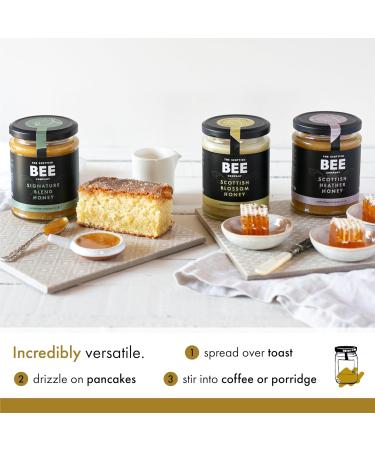 Heather Blossom and Signature Trio of Honey from The Scottish Bee Company 227g x 3 - Heather Blossom and Signature Honey Gift Bundle - Pure Natural Soft Set Honey Made in the UK - Buy Online on GoSupps.com